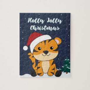Puzzle Tigres Navidades Nieve animales de invierno tigre 