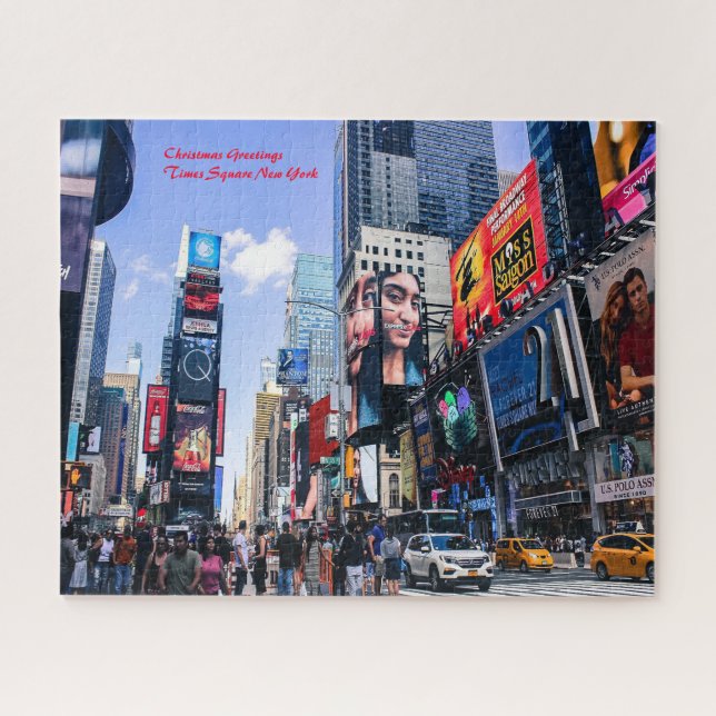 Puzzle Time Square Nueva York. Felicitaciones de Navidad (Horizontal)