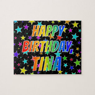 Puzzle "TINA" Nombre, Diversión "FELIZ CUMPLEAÑOS"