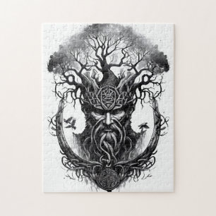 Puzzle Tinta acuarela de mitología nórdica Yggdrasil