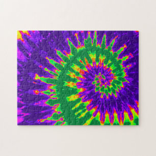 Puzzle Tinte espiral verde y púrpura Groovy