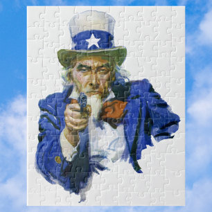 Puzzle Tío Sam Patriótico Antiguo con Sombrero de Estrell