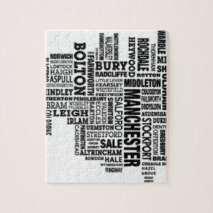 Puzzle Tipo negro mapa de mayor Manchester