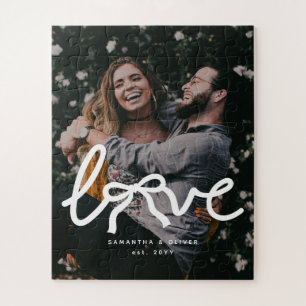 Puzzle Tipografía de Pareja con Arco de Amor Moderno Foto