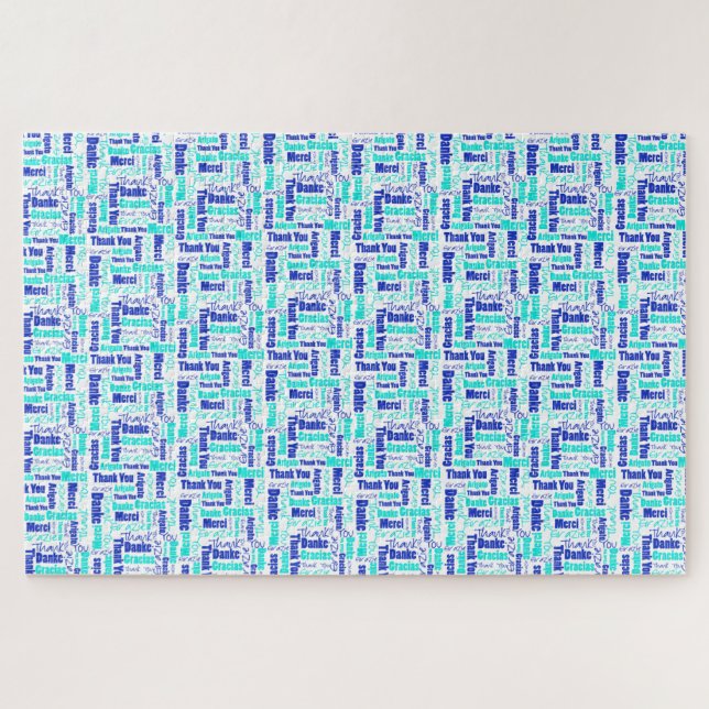 Puzzle Tipografía multilingüe Gracias Blues (Horizontal)