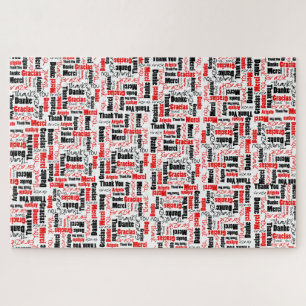Puzzle Tipografía multilingüe gracias negro rojo