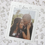 Puzzle Tipografía personalizada de fotos de amor de coraz<br><div class="desc">Haz un rompecabezas personalizado de rompecabezas de fotos de Ricaso - agrega tu propia fotografía - un impresionante marco de estilo de tipografía de corazón de amor rodea tu fotografía - maravillosos regalos de keepsake</div>