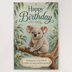 Puzzle Título Creativo Cumpleaños Koala Adorable Eucalipt