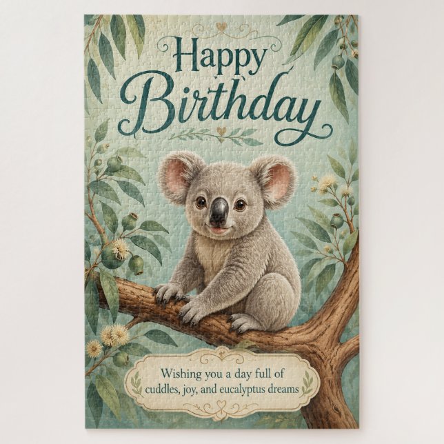 Puzzle Título Creativo Cumpleaños Koala Adorable Eucalipt (Vertical)