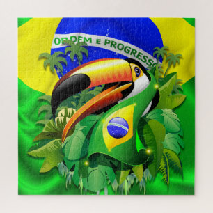 Puzzle Toco Toucan con bandera de Brasil