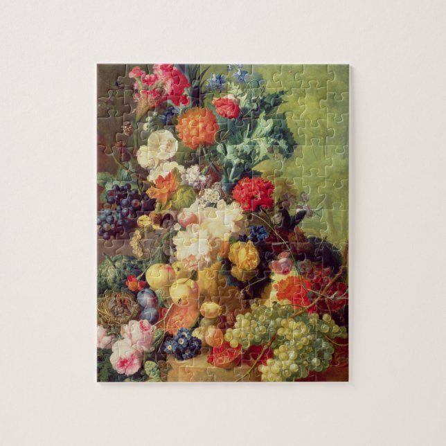 Puzzle Todavía vida con las flores y la fruta (Vertical)