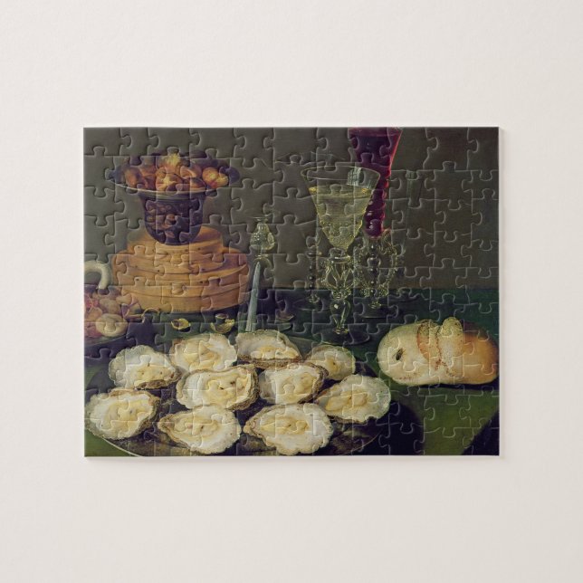 Puzzle Todavía vida con las ostras y los vidrios (aceite (Horizontal)