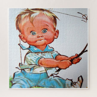 Puzzle "Toddler de pesca vintage"