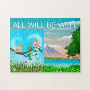 Puzzle Todo Estará Bien Pájaros Amor Montaña Naturaleza, 