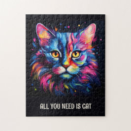 Puzzle Todo lo que necesitas es gato. Cuto gato colorido