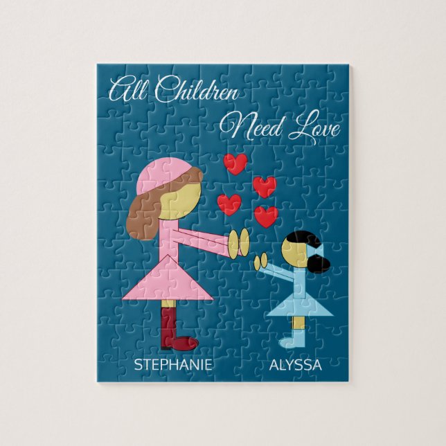 Puzzle Todos los niños necesitan amor: Azul marino profun (Vertical)