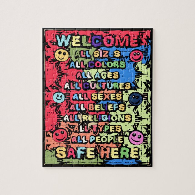 Puzzle Todos los seguros aquí ~ Bienvenida colorida (Vertical)