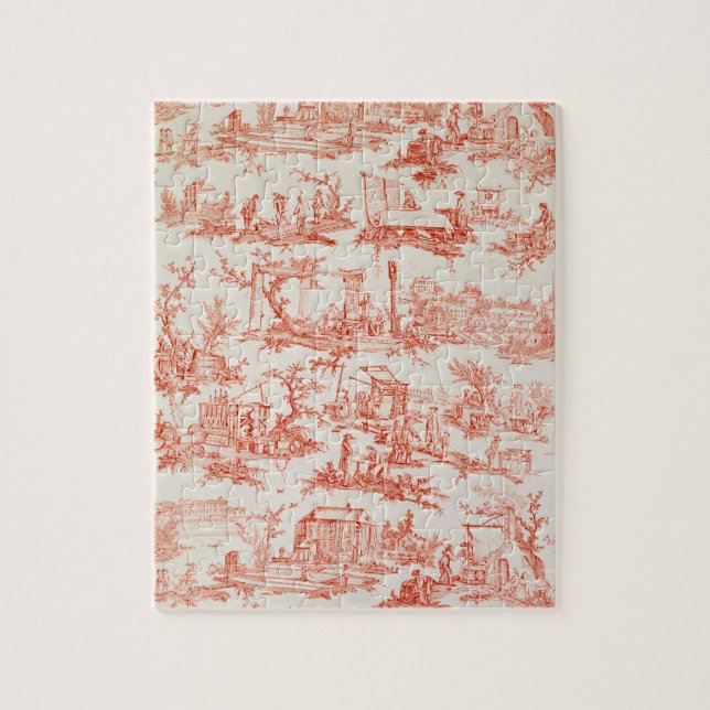 Puzzle Toile de Jouy, ilustrando los procesos del manuf (Vertical)