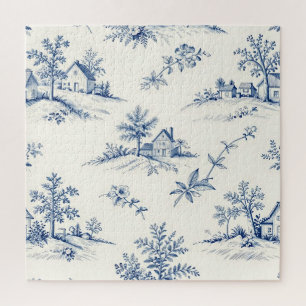 Puzzle Toile de Jouy Paisaje Rural Patrón Continuo