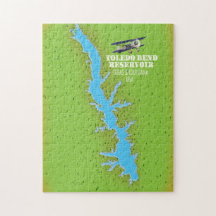 Puzzle Toledo Bend reservoir Texas & Louisiana Map