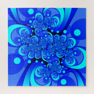 Puzzle Tonos de arte fractal azul moderno abstracto