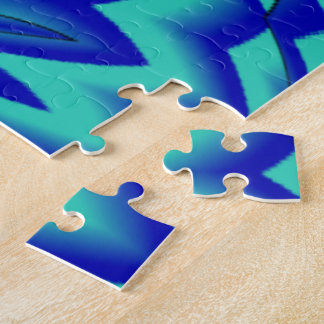 Puzzle Tonos oscuros de ojos florales azules