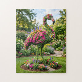 Puzzle Topiaria de Flamenco en Jardín de Flores Tropicale