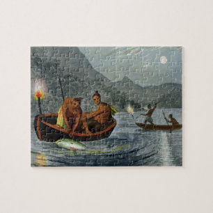 Puzzle Torch la pesca ligera en Norteamérica, grabado