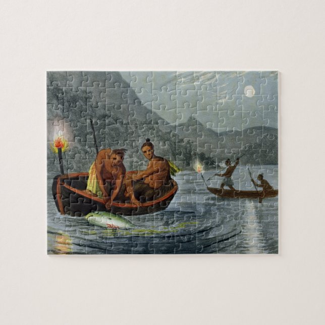 Puzzle Torch la pesca ligera en Norteamérica, grabado (Horizontal)