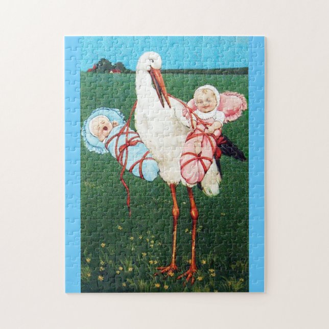 Puzzle TORMENTA BABY SHOWER TWIN, rosa, azul Verde azulad (Vertical)