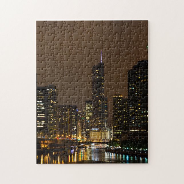 Puzzle Tormenta nocturna en el río Chicago (Vertical)