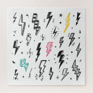 Puzzle Tornillos relámpagos, conjunto de doodles dibujado