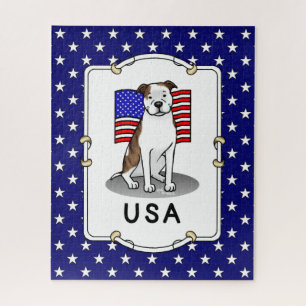 Puzzle Toro de la bandera estadounidense Pit Bull (lt rom