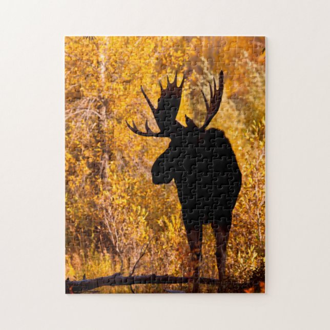 Puzzle Toro De Moose (Alces Alces) En Goloncitos Dorados  (Vertical)