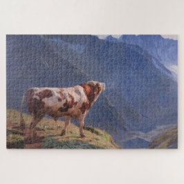 Puzzle Toro en los Alpes (por Eugène Burnand)