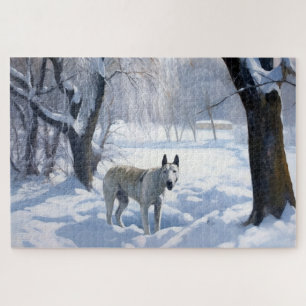 Puzzle Toro Terrier deja que nieve Navidades