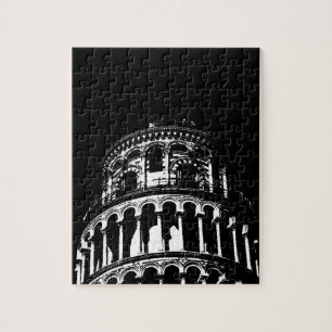 Puzzle Torre de Pisa Italia de inclinación blanca negra