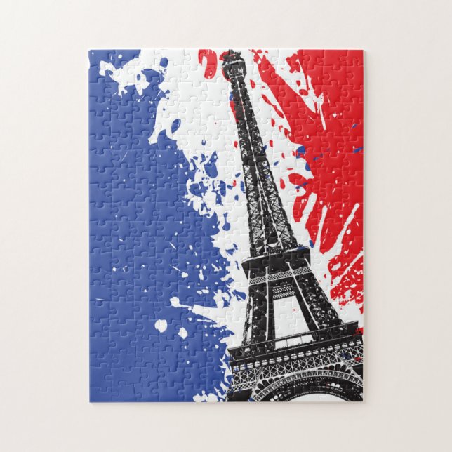 Puzzle Torre Eiffel el | bandera del Grunge de París, (Vertical)
