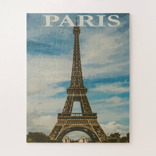 Puzzle Torre Eiffel estilo Postcard En París (Vertical)
