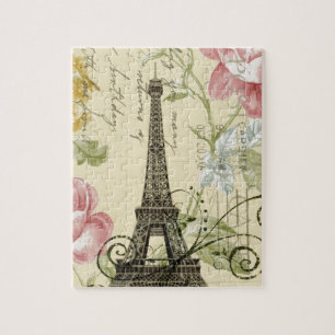 Puzzle torre Eiffel floral de la elegancia del rosa