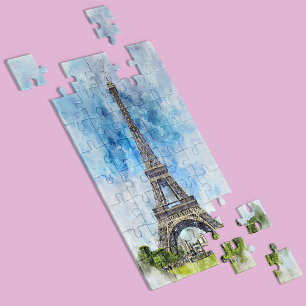 Puzzle Torre Eiffel París Francia Acuarela