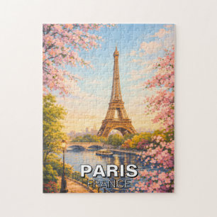 Puzzle Torre Eiffel París Francia Flores de Cerezo Rompec