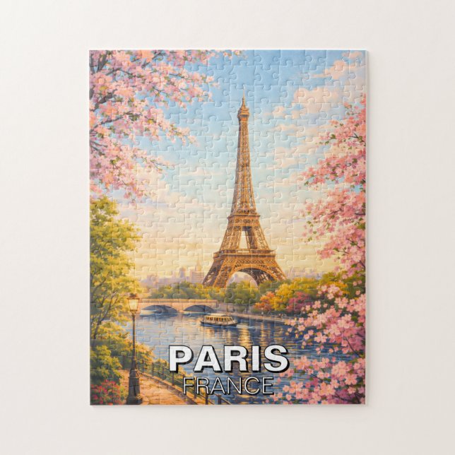 Puzzle Torre Eiffel París Francia Flores de Cerezo Rompec (Vertical)