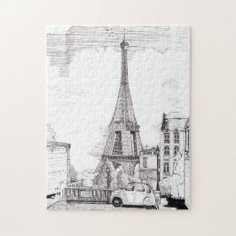 Puzzle Torre Eiffel París Francia Ilustración con pluma y
