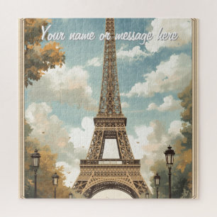 Puzzle Torre Eiffel París Viaje Arte Retro Vintage Nombre