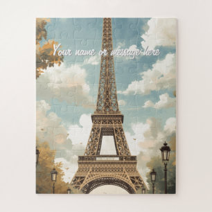 Puzzle Torre Eiffel París Viaje Arte Retro Vintage Nombre