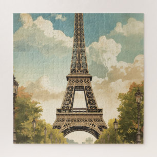 Puzzle Torre Eiffel París Viajes Estilo Vintage Arte Retr