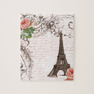Puzzle Torre Eiffel Rosa Roja y Rosa Rosa