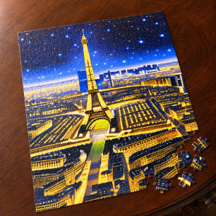 Puzzle Torre Eiffel y París bajo las estrellas
