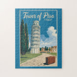 Puzzle Torre inclinada de Pisa Italia Viaje Vintage<br><div class="desc">Torre de Pisa en estilo vectorial. La Torre Inclinada de Pisa,  o simplemente la Torre de Pisa,  es el campanile,  o campanario independiente,  de la catedral de Pisa.</div>